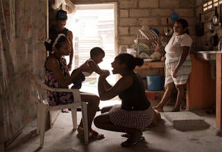 Mother and child playing