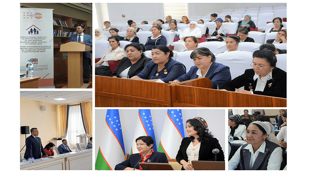 collage of photos of participants of trainings held in 6 regions of Uzbekistan